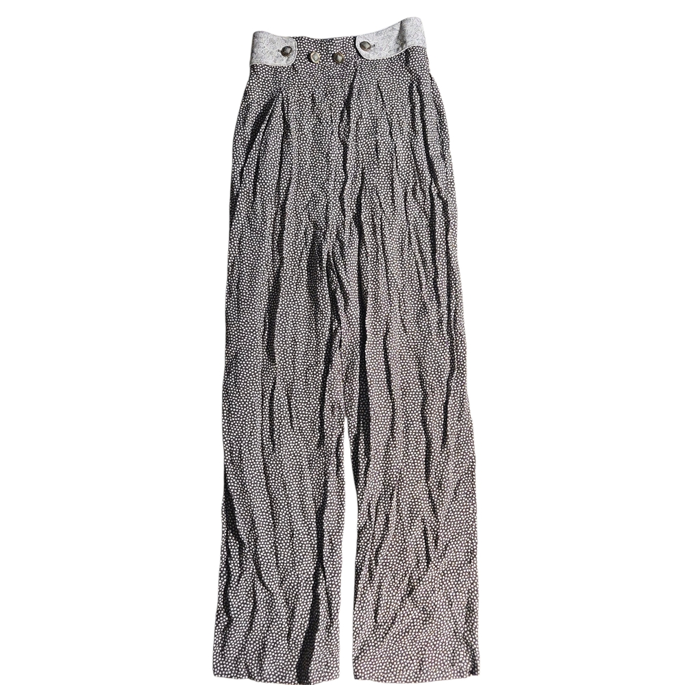 Marsha Brander for Componix Pants Women 6 Brown Dotted Palazzo Pants Brown Vtg